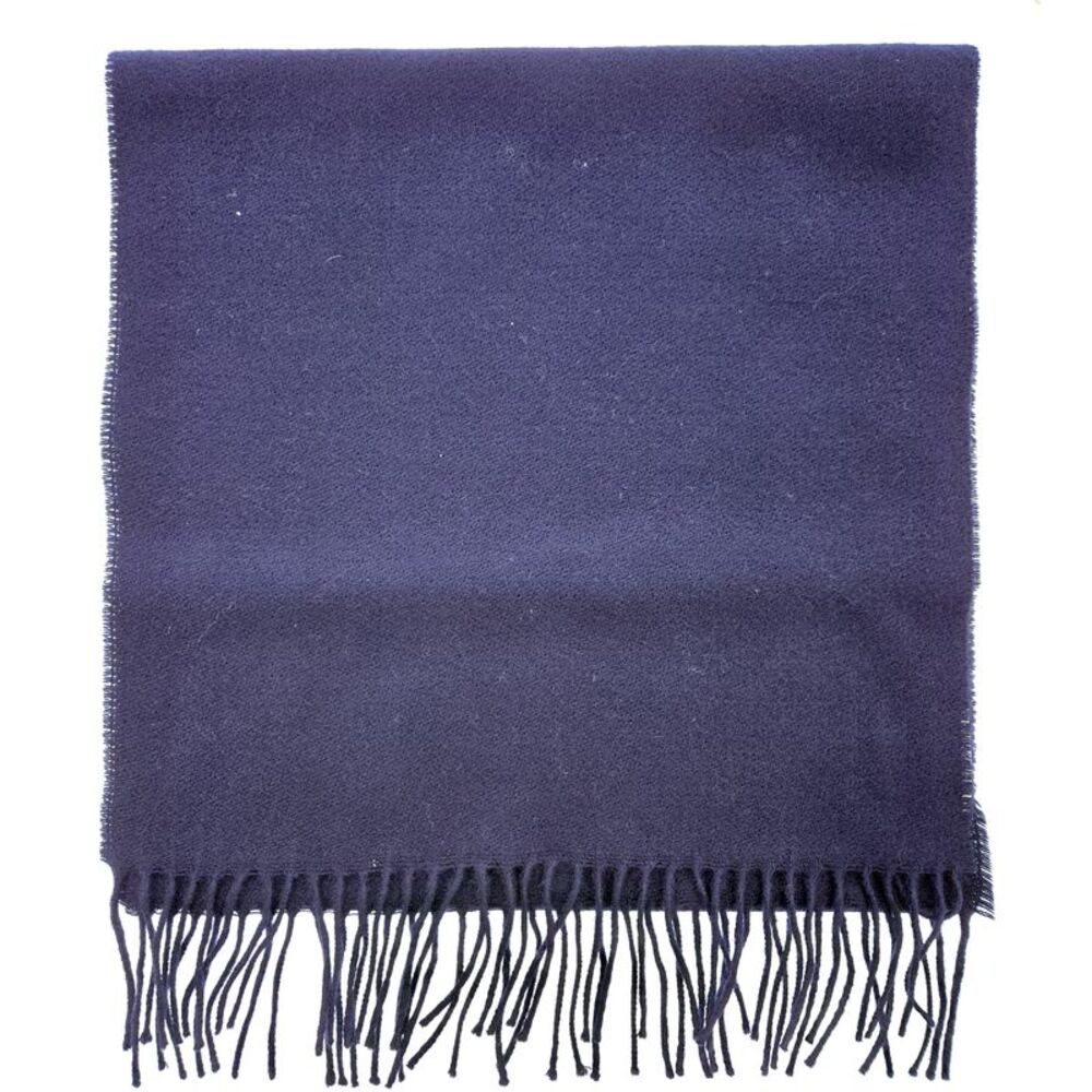 Lanvin Soft Luxurious 100% Wool Navy Fringe Scarf - Picture 2 of 4